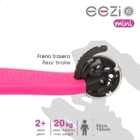 Patinete 3 Ruedas Infantil Aluminio Manillar Desmontable, 26x61x62,5 Cm, Fucsia(m-4)