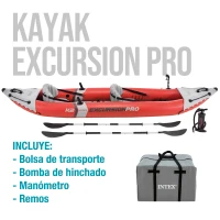 Kayak Hinchable INTEX K2 Excursion Pro, 2 Plazas Vinilo 3 Capas 0,75 Mm, 384x94x46 Cm, Naranja(m-5)