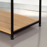 Perchero Zapatero Vertical 3 Estantes 5 Ganchos, 60x40x175 Cm, Negro y Madera(m-6)