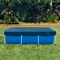 Cobertor Piscina Rectangular Vinilo Resistente con Drenaje, 270x163x20 Cm, Azul(m-2)