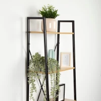 Estantería Escalera Industrial 4 Estantes, 60x32x148 Cm, Negro(m-7)
