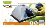 Tienda de Campaña 4 Personas Impermeable, 205x205x130 Cm, Gris y Azul(m-5)