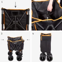 Carro Playa Aktive Plegable Estructura de Acero Ruedas 360º Desmontables 80 Kg, Negro(m-5)