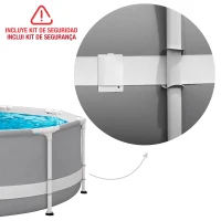 Piscina Desmontable Redonda Prisma Frame Intex con Depuradora, 610x132 Cm, Azul y Gris(m-7)