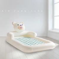 Colchón Hinchable Infantil Osito con Colchón Extraíble Fiber-Tech, 114x178x71 Cm, Crema(m-2)