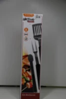 Set Utensilios Barbacoa Aktive, Acero Inoxidable con Mango Antideslizante, 41x9 Cm, Gris y Negro(m-8)