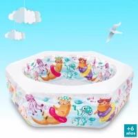 Piscina Hinchable Intex Hexagonal con Dibujos Marinos, 191x178x61 Cm, Translúcido(m-5)