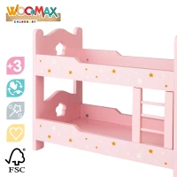 Litera de Madera para Muñecas Doble con Escalera, 31x16x26 Cm, Rosa Palo(m-5)