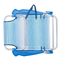 Silla de Playa Plegable Reclinable 8 Posiciones Cojín Acolchado, 74x12x65 Cm, Azul(m-7)