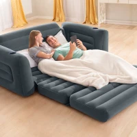 Sofá Cama Hinchable Convertible 2 en 1, 203x231x66 Cm, Gris Carbón(m-4)