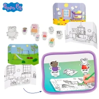Mochila Infantil Peppa Pig Set Creativo con Pizarras y Figuras, 25x11x31 Cm, Azul(m-4)