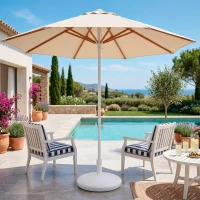 Base para Sombrilla con Rosca Ajustable, 58x58x35 Cm, Blanco(m-6)