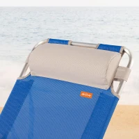 Tumbona Plegable Playa Reclinable 3 Posiciones con Cojín Extraíble, 47x153x33 Cm, Azul(m-5)