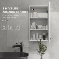 kleankin Mueble de Baño Colgar con Estante Ajustable para Cocina Lavadero Dormitorio Blanco Brillo(m-4)