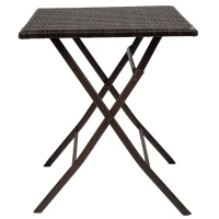 Conjunto Mesa y Sillas para Terraza Plegables de Ratán Sintético, 60x60x72 Cm, Marrón(m-6)