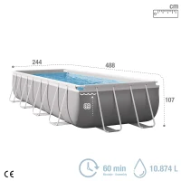 Piscina Desmontable Rectangular Prisma Frame INTEX con Depuradora, 488x244x107 Cm, Azul/Gris Claro(m-4)