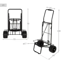 Carro Playa Plegable Aktive con Ruedas Todoterreno Ø17 Cm, 59x18,5x73 Cm, Gris(m-4)