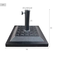 Base para Sombrilla Cuadrada Poliresina 12 Kg Apta para Mástil 38/48 Mm 44x44x33 Cm, Negro(m-4)
