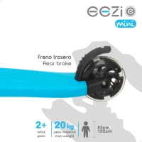 Patinete 3 Ruedas Infantil EEZI con Manillar Desmontable y Regulable, 26x61x55,5-62,5 Cm, Azul(m-4)