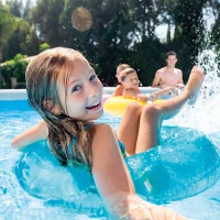 Piscina Desmontable Rectangular Prisma Frame INTEX con Depuradora, 488x244x107 Cm, Azul/Gris Claro(m-3)
