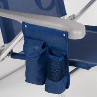Silla de Playa Plegado Slim Multiposición con Cojín y Bolsillo, 47x58x87 Cm, Azul Marino(m-6)