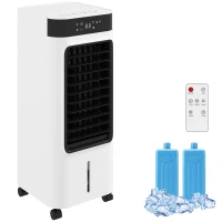 HOMCOM Mobiler Luftkühler, 3-in-1 Verdunstungskühler mit 7-Liter-Wassertank, 48° Schwenkfunktion, Weiß(m-11)