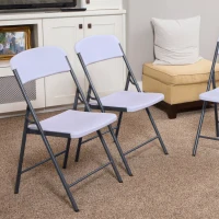 Silla Plegable Ultrarresistente, 47x50x84,5 Cm, Blanca(m-6)