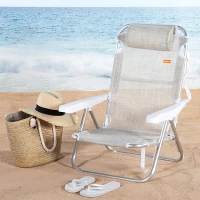 Silla Plegable Multiposición con Cojín, 48x46x84 Cm, Beige(m-2)
