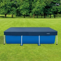 Cobertor Piscina Rectangular Vinilo Resistente con Drenaje, 270x163x20 Cm, Azul(m-7)