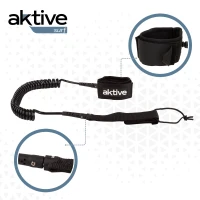 Leash Paddle Surf Espiral Aktive con Cierre Neopreno y Bolsillo, 305x6x84 Cm, Negro(m-4)