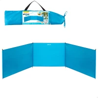 Paravientos de Playa Plegable 3 Paneles de Aluminio, 200x75x1 Cm, Azul(m-1)