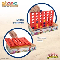 Juego 4 en Raya de Madera WOOMAX Spidey, 24x15x16 Cm, Azul y Amarillo(m-3)