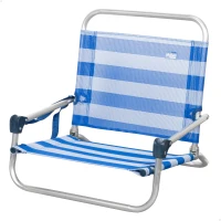Silla Plegable de Playa Aktive, Ultraligera con Asa de Hombro, 54x8x52 Cm, Azul y Blanco(m-1)