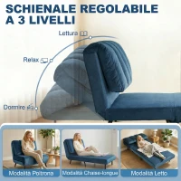 HOMCOM Poltrona Letto Pieghevole Trasformabile con Schienale Regolabile, Blu(m-5)