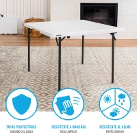 Mesa Plegable Cuadrada Lifetime, Tablero de Polietileno 38 Mm, 94x94x74 Cm, Blanco(m-4)