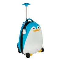 Trolley Infantil Teledirigido Pingüino, Maleta Rígida 5kg, 31x25x42 Cm, Azul y Blanco(m-3)