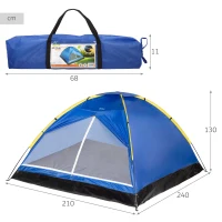 Tienda de Campaña Iglú para 4 Personas, 210x240x130 Cm, Azul(m-4)