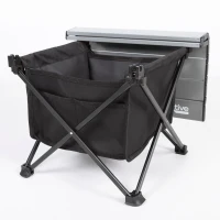 Mesa Auxiliar Plegable Camping con Almacenaje y Bolsillo, 40x35x30 Cm, Gris y Negro(m-2)