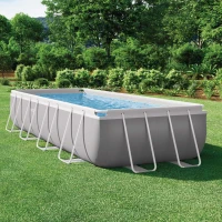 Piscina Desmontable Rectangular Prisma Frame INTEX con Depuradora, 488x244x107 Cm, Azul/Gris Claro(m-2)