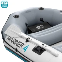 Barca Hinchable Mariner 4 con Suelo Rígido y 3 Asientos, 328x145x48 Cm, Gris(m-3)