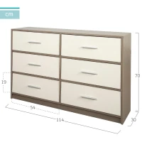 Cómoda Max Home 6 Cajones de Tela Plegables, 114x30x70 Cm, Blanco y Madera(m-4)