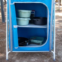 Armario Plegable de Tela Camping 4 Niveles, 80x11x66 Cm, Azul(m-7)