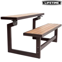 Banco Convertible en Mesa Lifetime, Polietileno de Alta Densidad, 141x78,5x88,5 Cm, Madera(m-5)