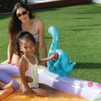 Centro de Juegos Acuático Hinchable Dino Park con Tobogán y Rociador, 201x157x69 Cm, Multicolor(m-6)