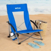 Silla Plegable de Playa Aktive Compacta Carga 110 Kg, 50x51x67 Cm, Azul(m-2)