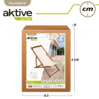 Tumbona Plegable de Madera de Acacia, 59x106x94 Cm, Beige(m-7)