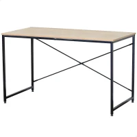 Escritorio Industrial Madera y Acero con Refuerzos en X, 120x60x71 Cm, Negro(m-1)