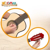 Guitarra de Juguete 6 Cuerdas de Madera Woomax, 26x8x76 Cm, Madera Natural(m-5)