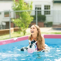 Piscina Desmontable Rectangular INTEX Estructura Metálica 220x150x60 Cm, Rosa(m-5)