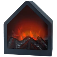 Chimenea Eléctrica LED Minimalista Pentagonal, 20x14x23 Cm, Negro(m-1)